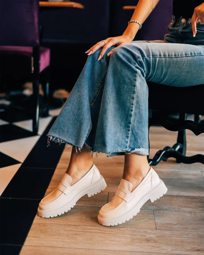 Mocasini dama bej din piele ecologica Sumira