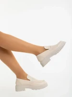 Mocasini dama bej din piele ecologica Sumira