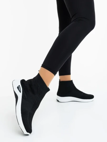 Pantofi sport dama negri cu alb din material textil Astera