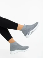 Pantofi sport dama gri din material textil Iselia