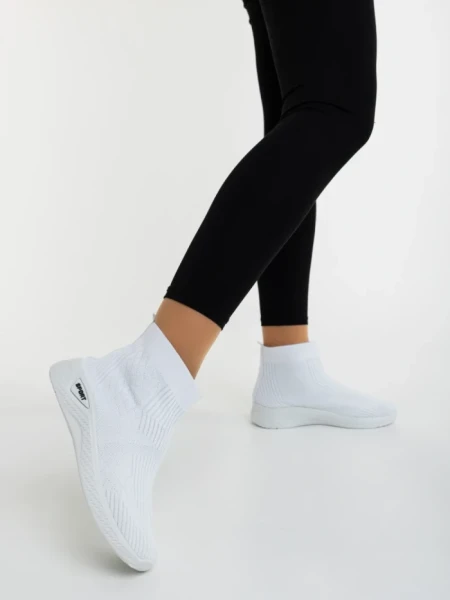 Pantofi sport dama albi din material textil Renara
