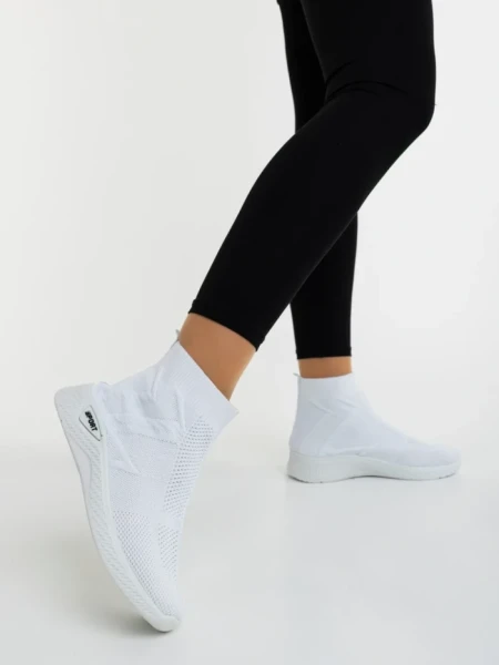 Pantofi sport dama albi din material textil Iselia