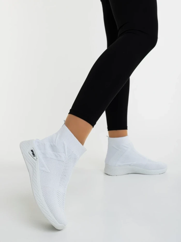 Pantofi sport dama albi din material textil Iselia