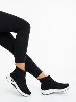 Pantofi sport dama negri cu alb din material textil Iselia