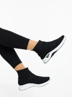 Pantofi sport dama negri cu alb din material textil Iselia