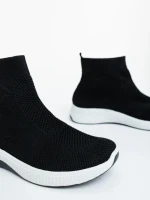 Pantofi sport dama negri cu alb din material textil Iselia