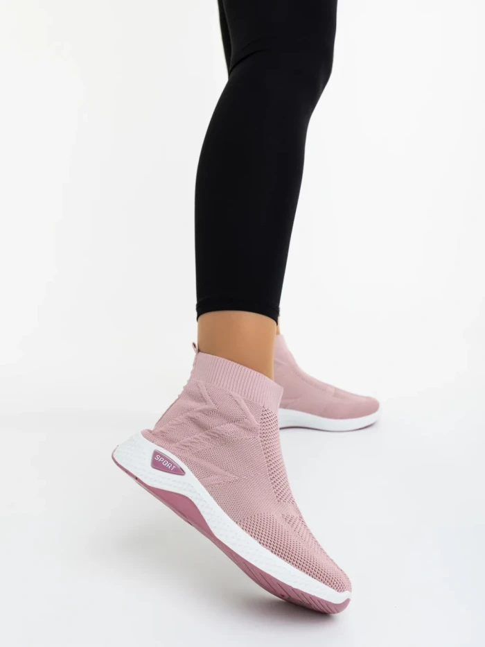 Pantofi sport dama roz din material textil Iselia