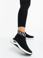 Pantofi sport dama negri cu alb din material textil Irenia