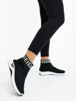 Pantofi sport dama negri cu alb din material textil Irenia