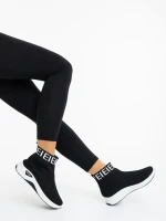 Pantofi sport dama negri cu alb din material textil Irenia