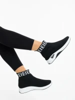 Pantofi sport dama negri cu alb din material textil Irenia