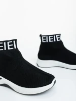 Pantofi sport dama negri cu alb din material textil Irenia