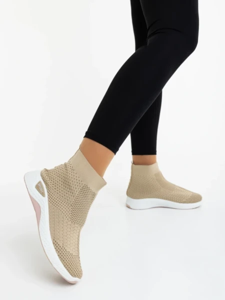 Pantofi sport dama bej din material textil Siara