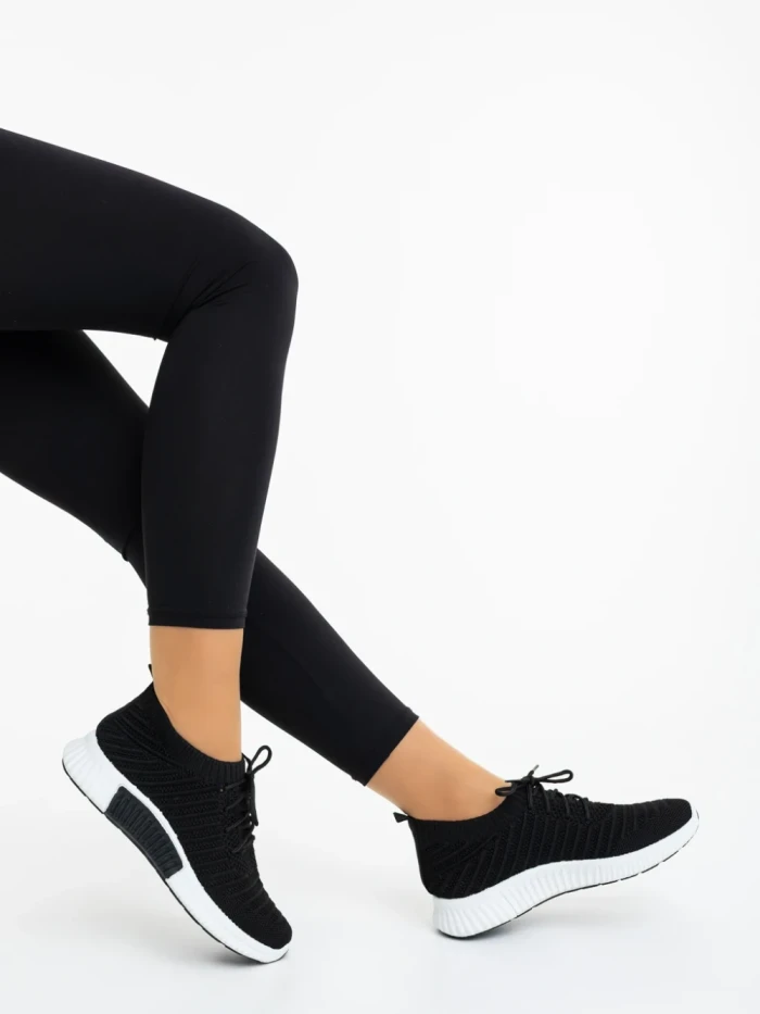 Pantofi sport dama negri cu alb din material textil Alenia