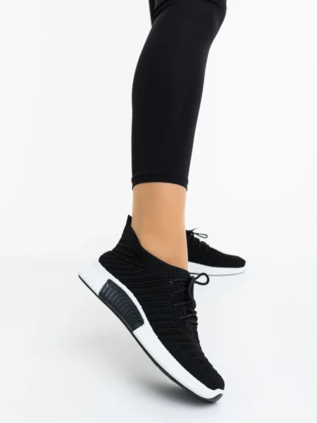 Pantofi sport dama negri cu alb din material textil Alenia