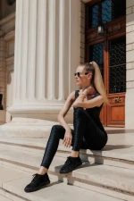 Pantofi sport dama negri cu insertii argintii din material textil Alenia