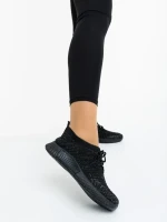 Pantofi sport dama negri cu insertii argintii din material textil Alenia