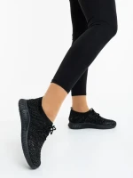 Pantofi sport dama negri cu insertii argintii din material textil Alenia