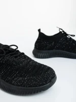 Pantofi sport dama negri cu insertii argintii din material textil Alenia