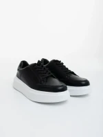 Pantofi sport barbati negri cu alb din piele ecologica Asante