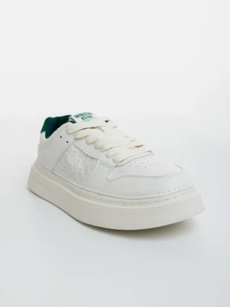 Pantofi sport barbati bej cu verde din piele ecologica Kreed