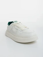 Pantofi sport barbati bej cu verde din piele ecologica Kreed