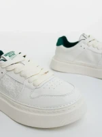 Pantofi sport barbati bej cu verde din piele ecologica Kreed