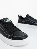 Pantofi sport barbati negri cu alb din piele ecologica Marston