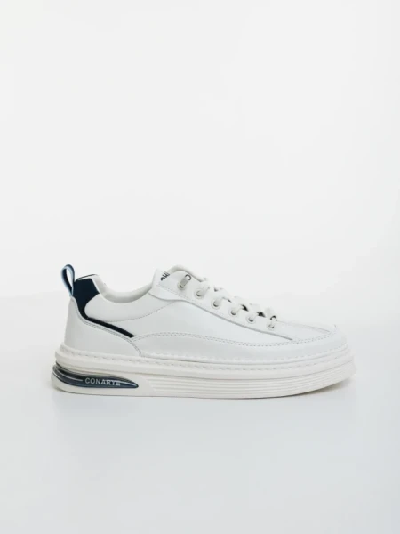 Pantofi sport barbati albi cu albastru din piele ecologica Kenney