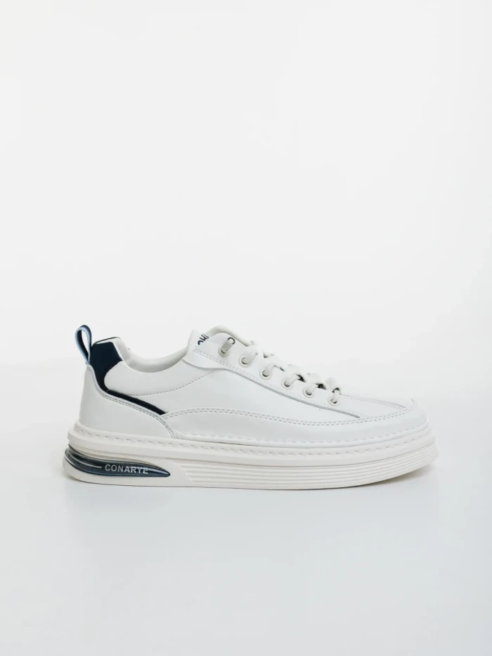 Pantofi sport barbati albi cu albastru din piele ecologica Kenney