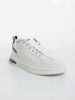 Pantofi sport barbati albi cu albastru din piele ecologica Kenney