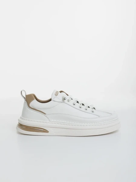 Pantofi sport barbati albi cu bej din piele ecologica Kenney