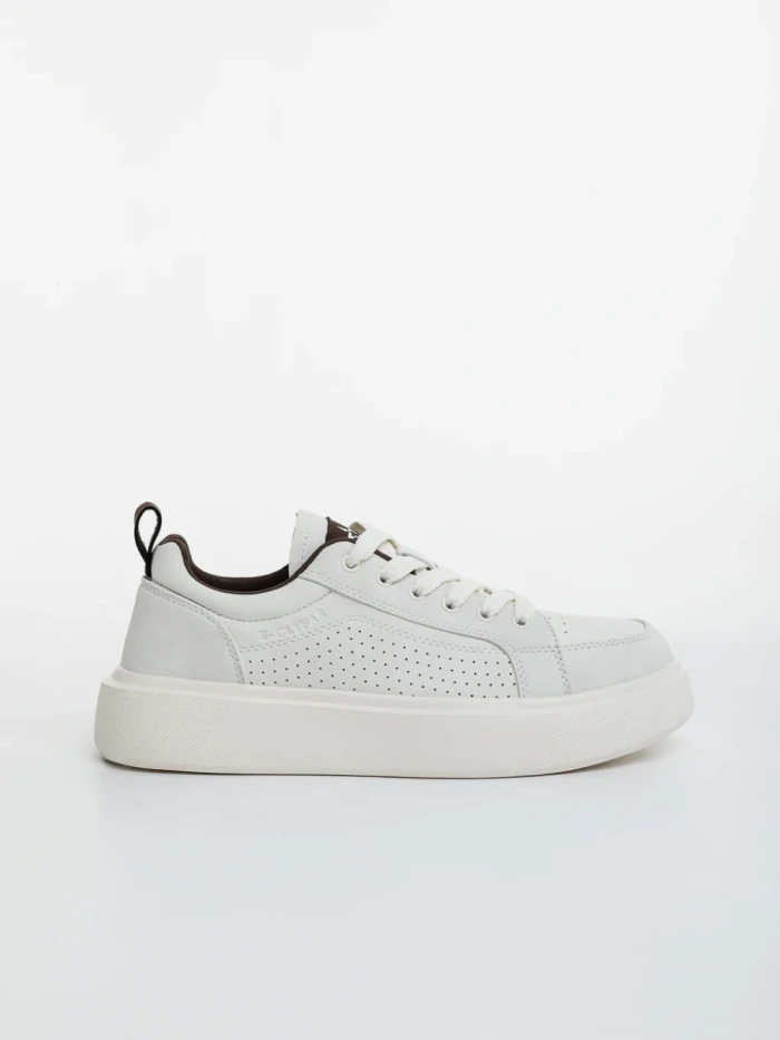 Pantofi sport barbati albi cu maro din piele ecologica Darrian