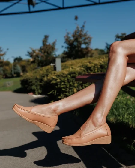 Mocasini dama camel din piele ecologica Belora