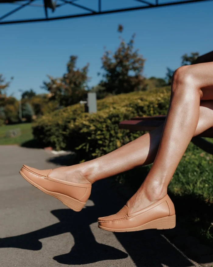 Mocasini dama camel din piele ecologica Belora