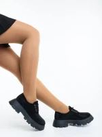 Pantofi casual dama negri din material textil Norya