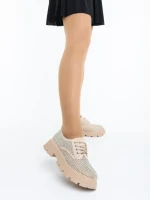 Pantofi casual dama bej din material textil Norya