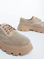 Pantofi casual dama bej din material textil Norya