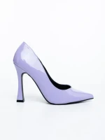 Pantofi dama cu toc mov din piele ecologica lacuita Saena