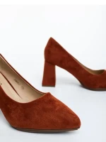 Pantofi dama cu toc camel din material textil Saida