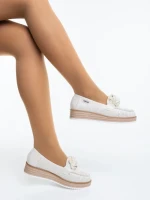 Mocasini dama bej deschis din material textil Diruna