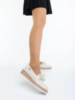 Mocasini dama bej deschis din material textil Diruna