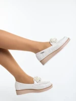 Mocasini dama bej deschis din material textil Diruna