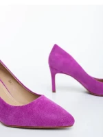 Pantofi dama cu toc mov deschis din material textil Lysana