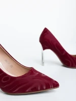 Pantofi dama cu toc grena din material textil Zuria