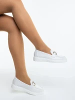 Mocasini dama albi din piele ecologica lacuita Zeria