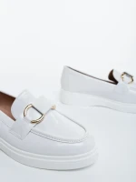 Mocasini dama albi din piele ecologica lacuita Zeria