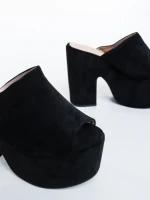 Papuci dama negri din material textil Lazara