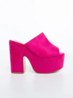 Papuci dama fucsia din material textil Lazara
