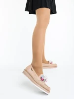 Mocasini dama bej din material textil Surena